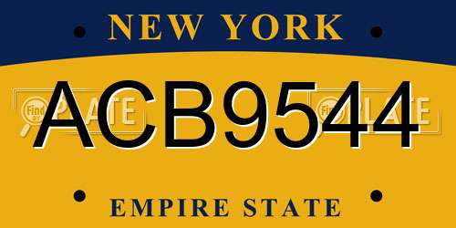 ACB9544 New York License Plate