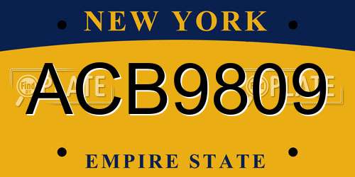 ACB9809 New York License Plate