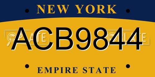 ACB9844 New York License Plate