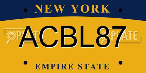 ACBL87 New York License Plate