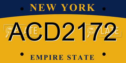 ACD2172 New York License Plate