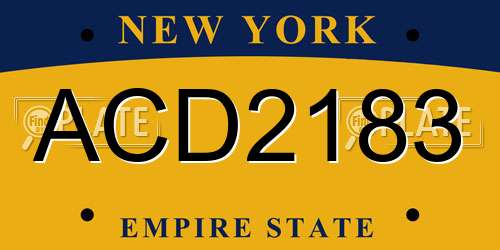 ACD2183 New York License Plate