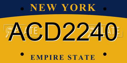 ACD2240 New York License Plate