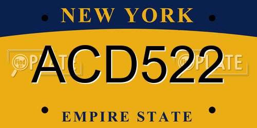 ACD522 New York License Plate