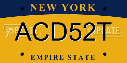 ACD52T New York License Plate