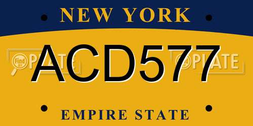 ACD577 New York License Plate