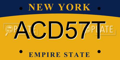 ACD57T New York License Plate
