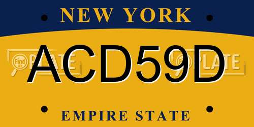 ACD59D New York License Plate