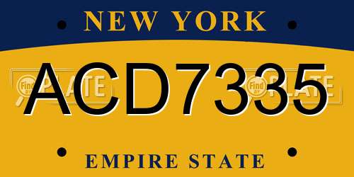 ACD7335 New York License Plate