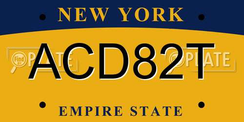 ACD82T New York License Plate