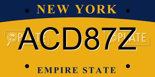 ACD87Z New York License Plate