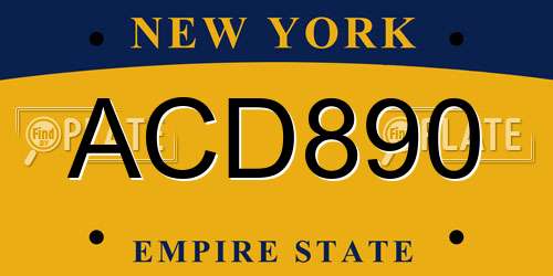 ACD890 New York License Plate