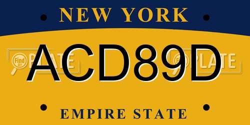 ACD89D New York License Plate