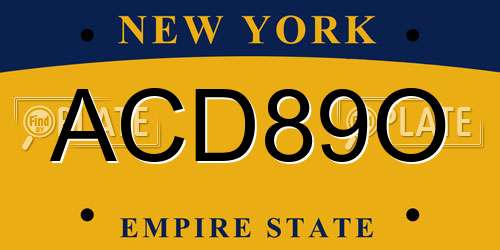 ACD89O New York License Plate