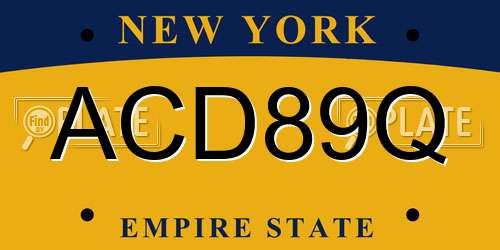 ACD89Q New York License Plate