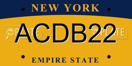 ACDB22 New York License Plate