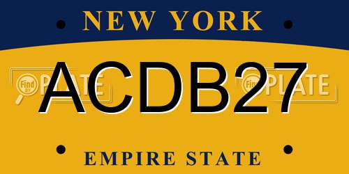ACDB27 New York License Plate