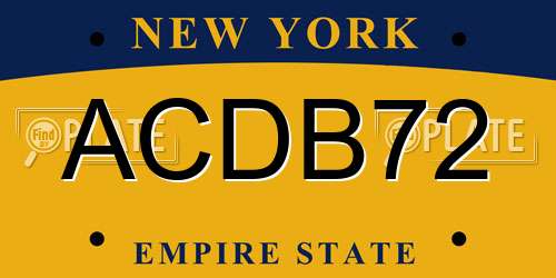 ACDB72 New York License Plate