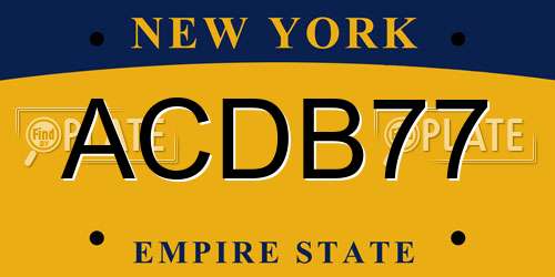ACDB77 New York License Plate