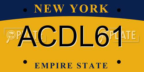 ACDL61 New York License Plate