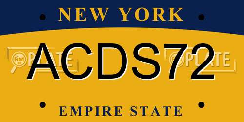 ACDS72 New York License Plate