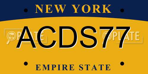 ACDS77 New York License Plate
