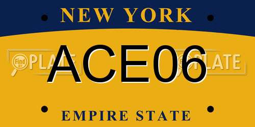 ACE06 New York License Plate