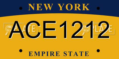 ACE1212 New York License Plate