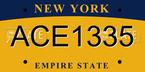 ACE1335 New York License Plate