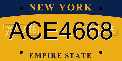 ACE4668 New York License Plate