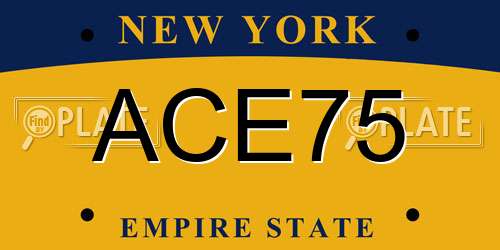 ACE75 New York License Plate
