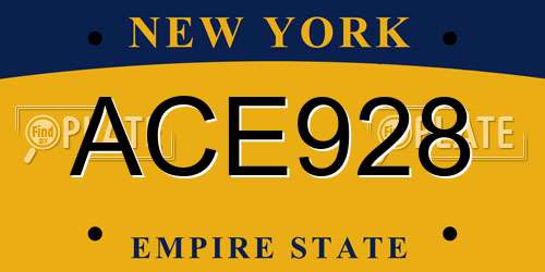 ACE928 New York License Plate