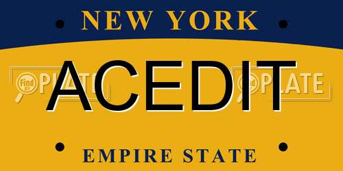 ACEDIT New York License Plate