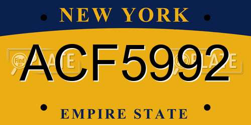 ACF5992 New York License Plate