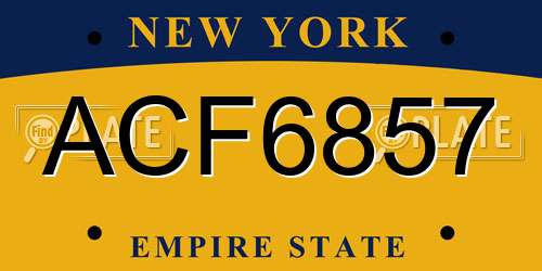 ACF6857 New York License Plate