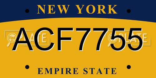 ACF7755 New York License Plate