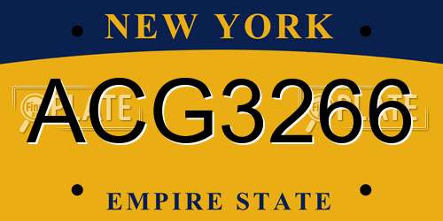 ACG3266 New York License Plate