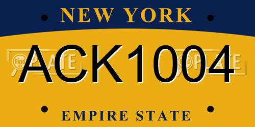 ACK1004 New York License Plate