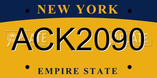 ACK2090 New York License Plate