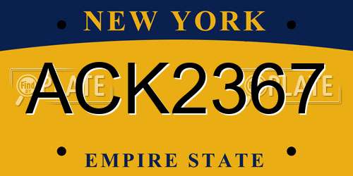 ACK2367 New York License Plate