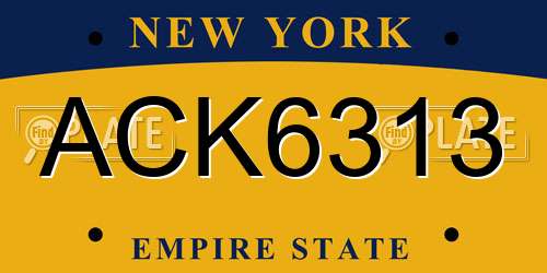 ACK6313 New York License Plate
