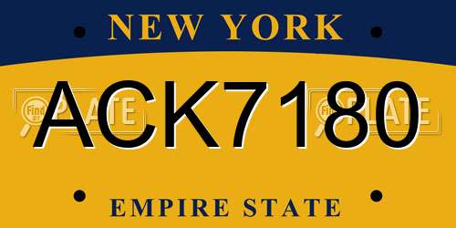 ACK7180 New York License Plate