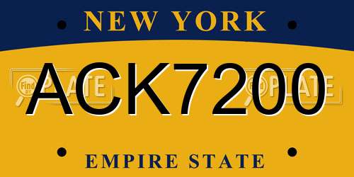 ACK7200 New York License Plate