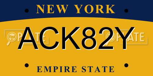 ACK82Y New York License Plate