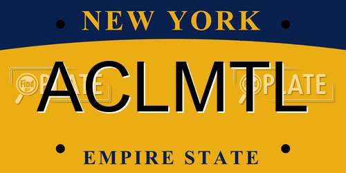 ACLMTL New York License Plate