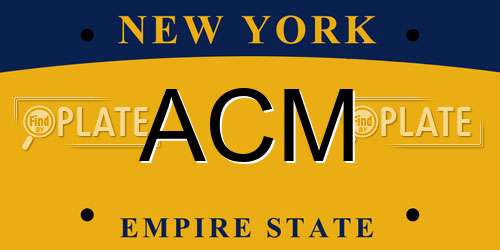 ACM New York License Plate