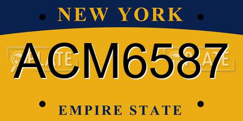 ACM6587 New York License Plate
