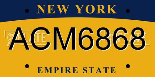 ACM6868 New York License Plate