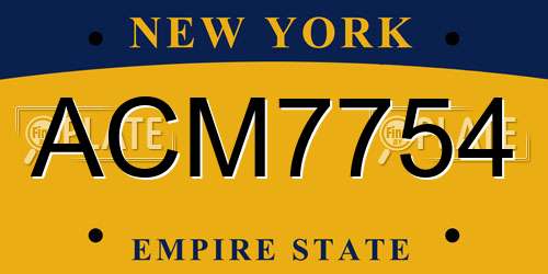 ACM7754 New York License Plate
