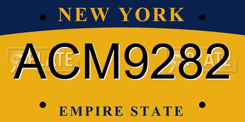 ACM9282 New York License Plate